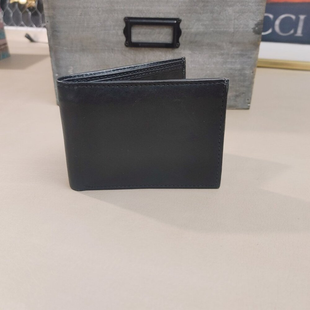 Genuine Leather Black Mens Wallet Vintage Card Slots ID Window Made In India